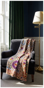 Bloom Passage Reversible Luxury Vintage Suzani Kantha Throw