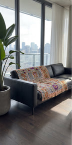 Bloom Passage Reversible Luxury Vintage Suzani Kantha Throw