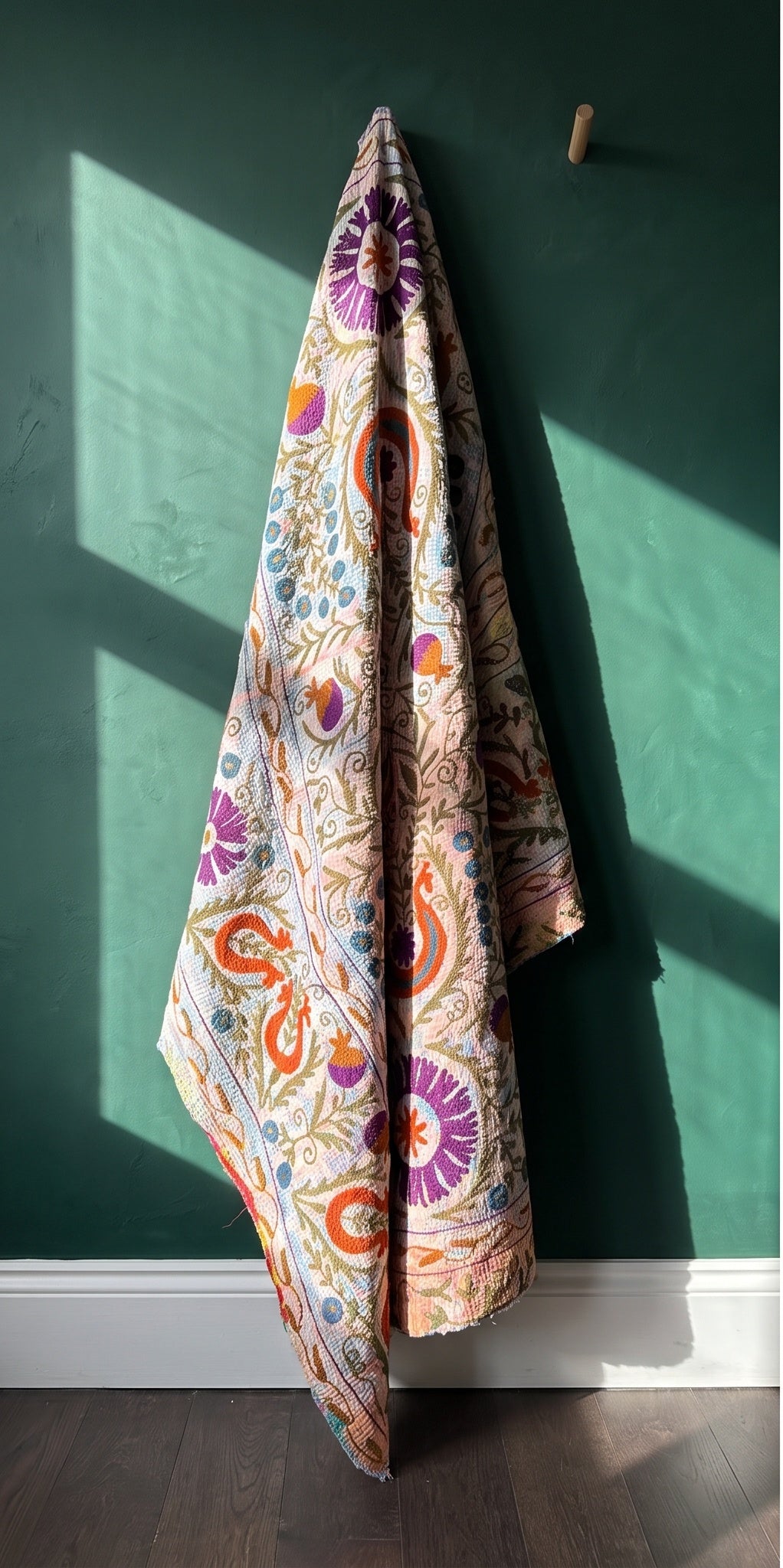 Bloom Passage Reversible Luxury Vintage Suzani Kantha Throw