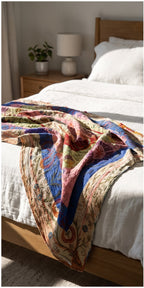 Bloom Passage Reversible Luxury Vintage Suzani Kantha Throw