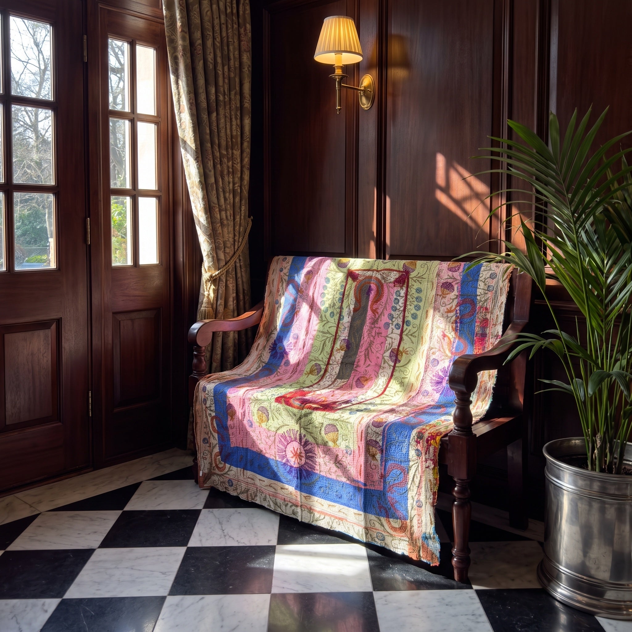 Bloom Passage Reversible Luxury Vintage Suzani Kantha Throw
