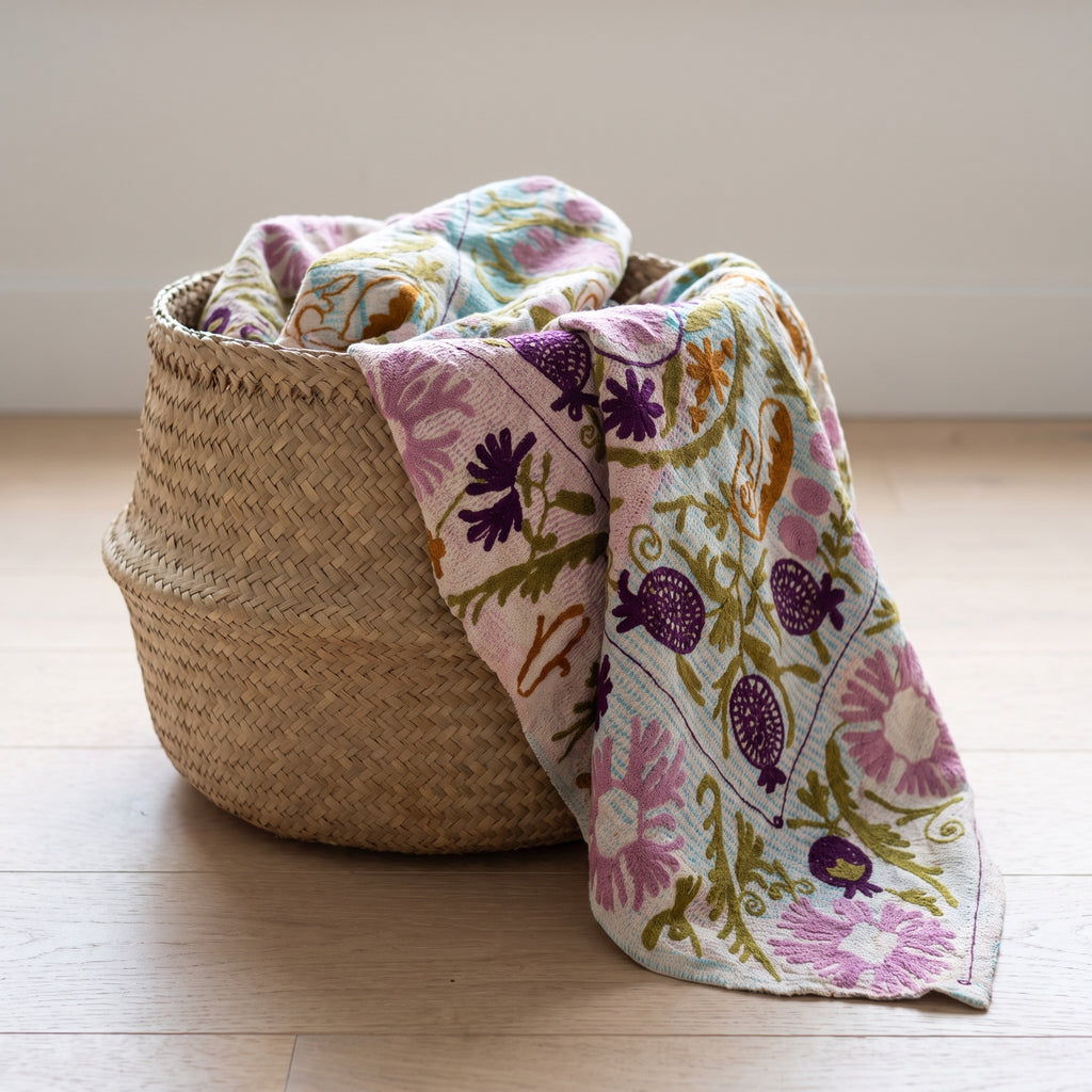 Heirloom Verse Reversible Luxury Vintage Suzani Kantha Throw