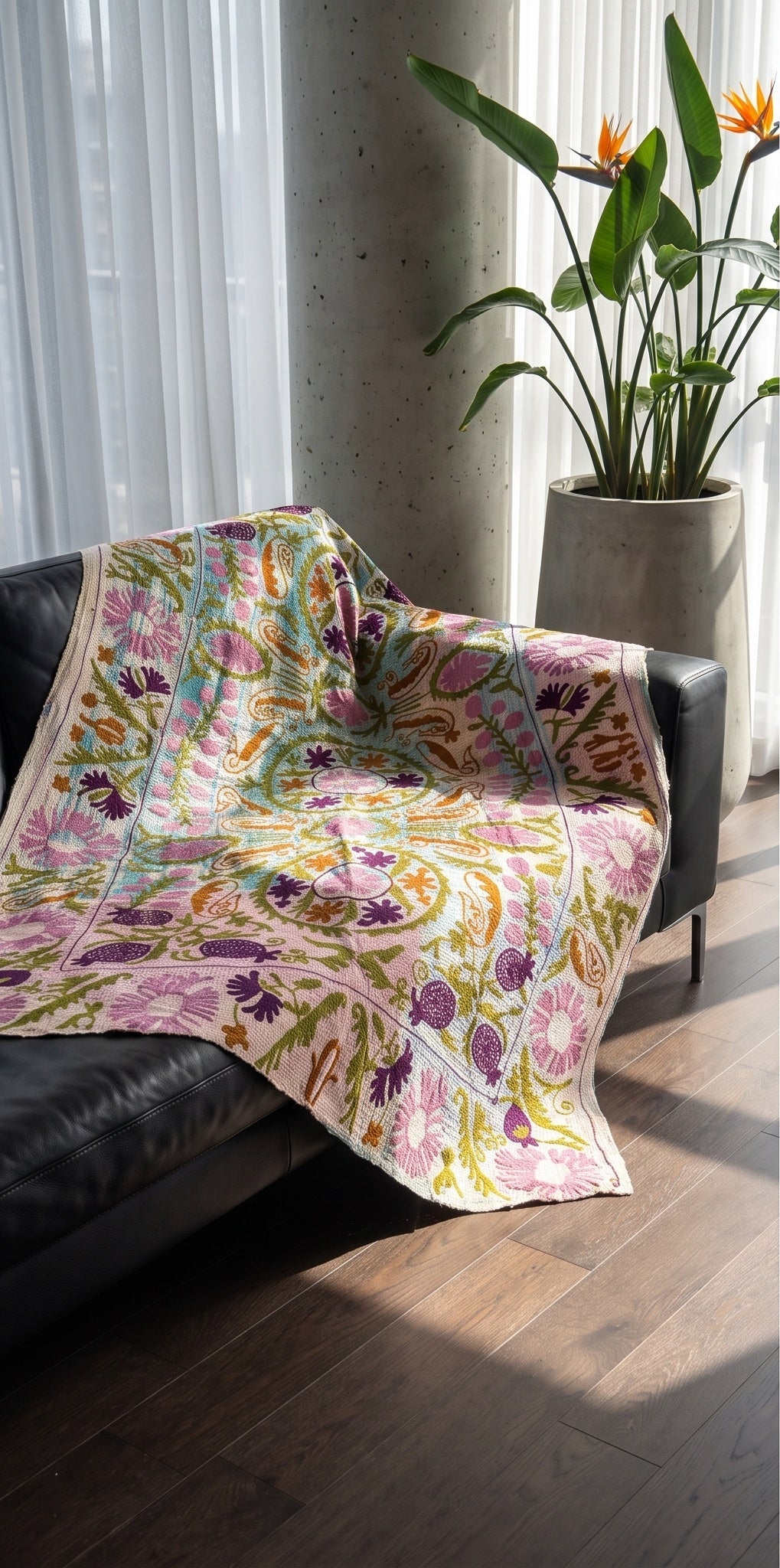 Heirloom Verse Reversible Luxury Vintage Suzani Kantha Throw