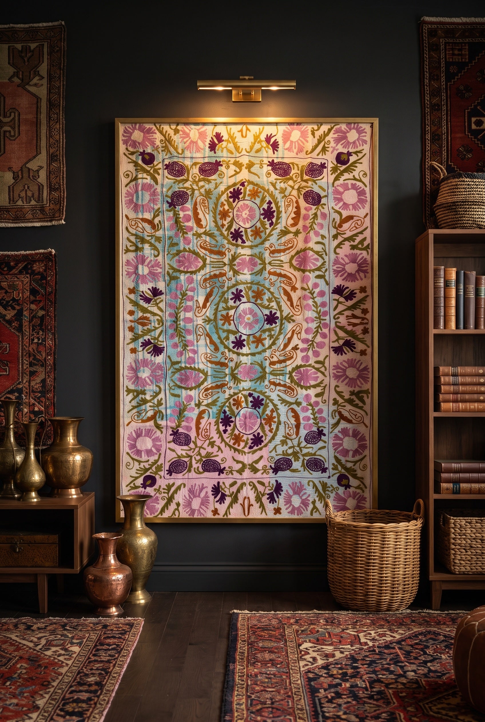 Heirloom Verse Reversible Luxury Vintage Suzani Kantha Throw