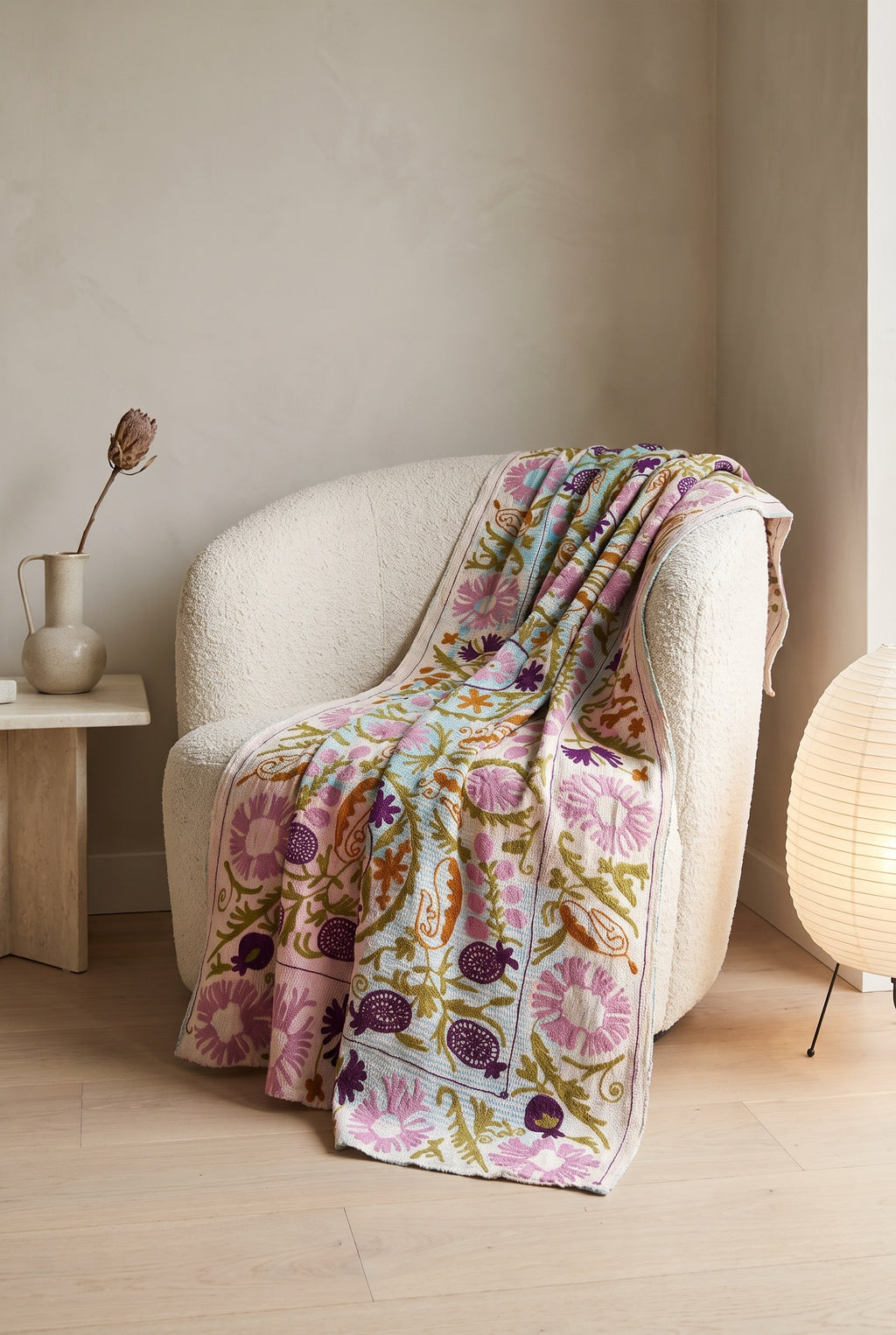 Heirloom Verse Reversible Luxury Vintage Suzani Kantha Throw