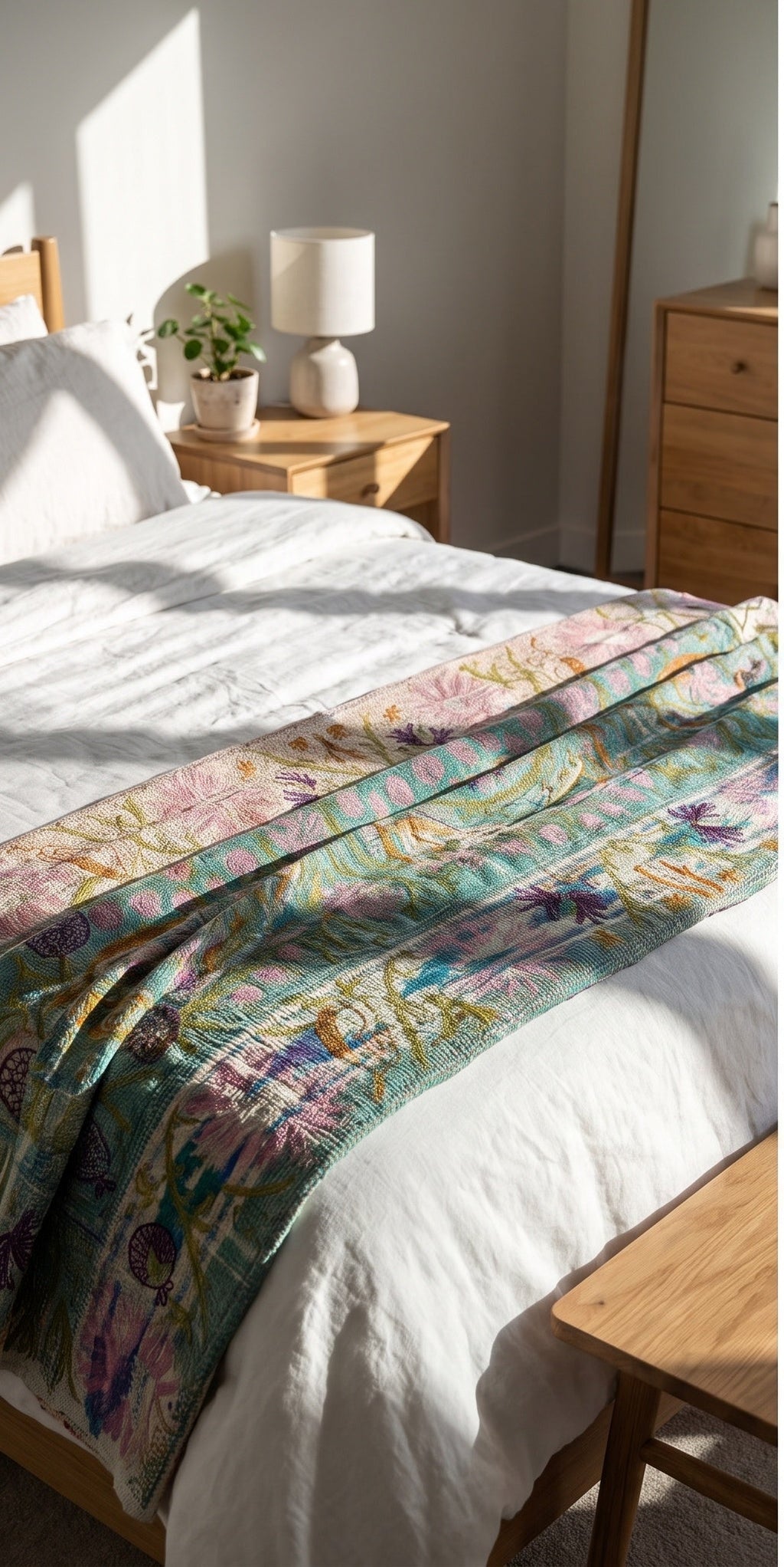 Heirloom Verse Reversible Luxury Vintage Suzani Kantha Throw