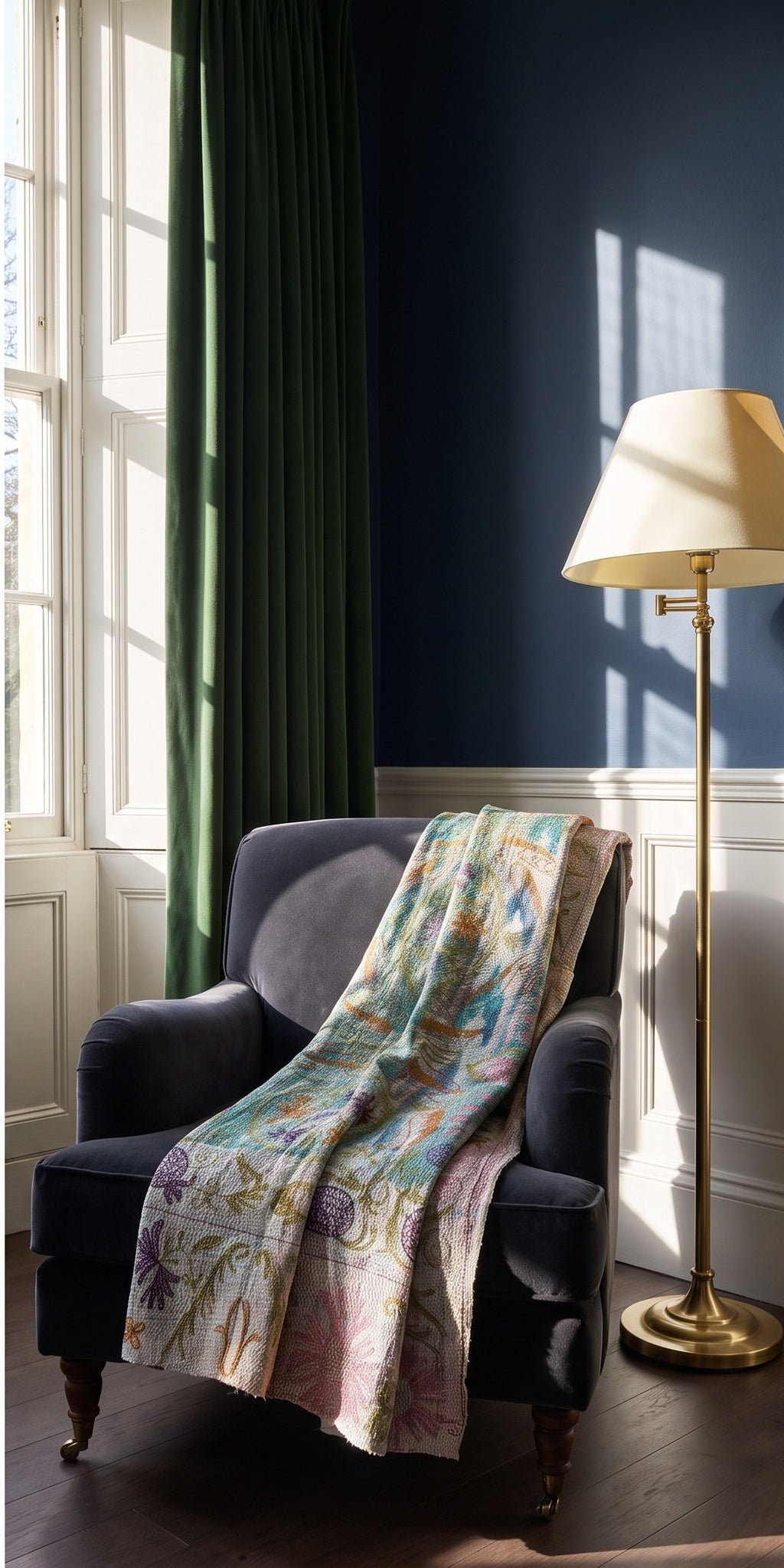 Heirloom Verse Reversible Luxury Vintage Suzani Kantha Throw