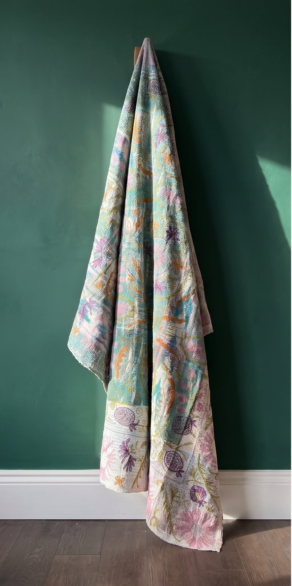 Heirloom Verse Reversible Luxury Vintage Suzani Kantha Throw