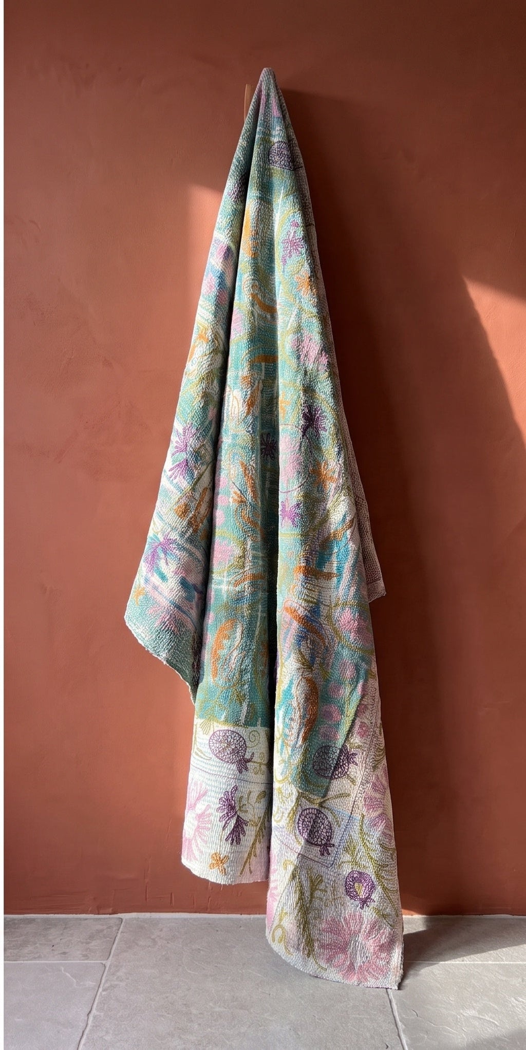 Heirloom Verse Reversible Luxury Vintage Suzani Kantha Throw