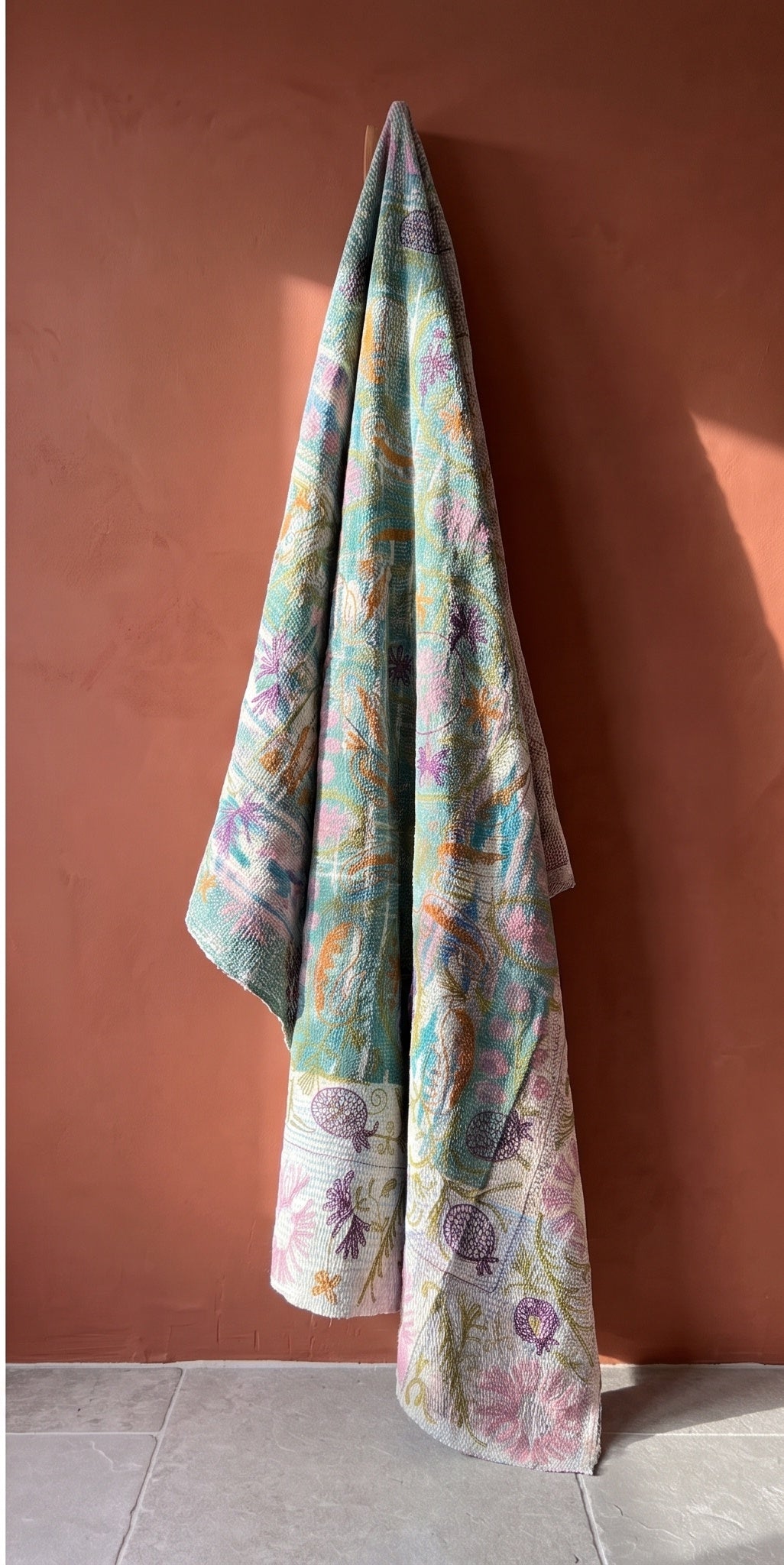 Heirloom Verse Reversible Luxury Vintage Suzani Kantha Throw