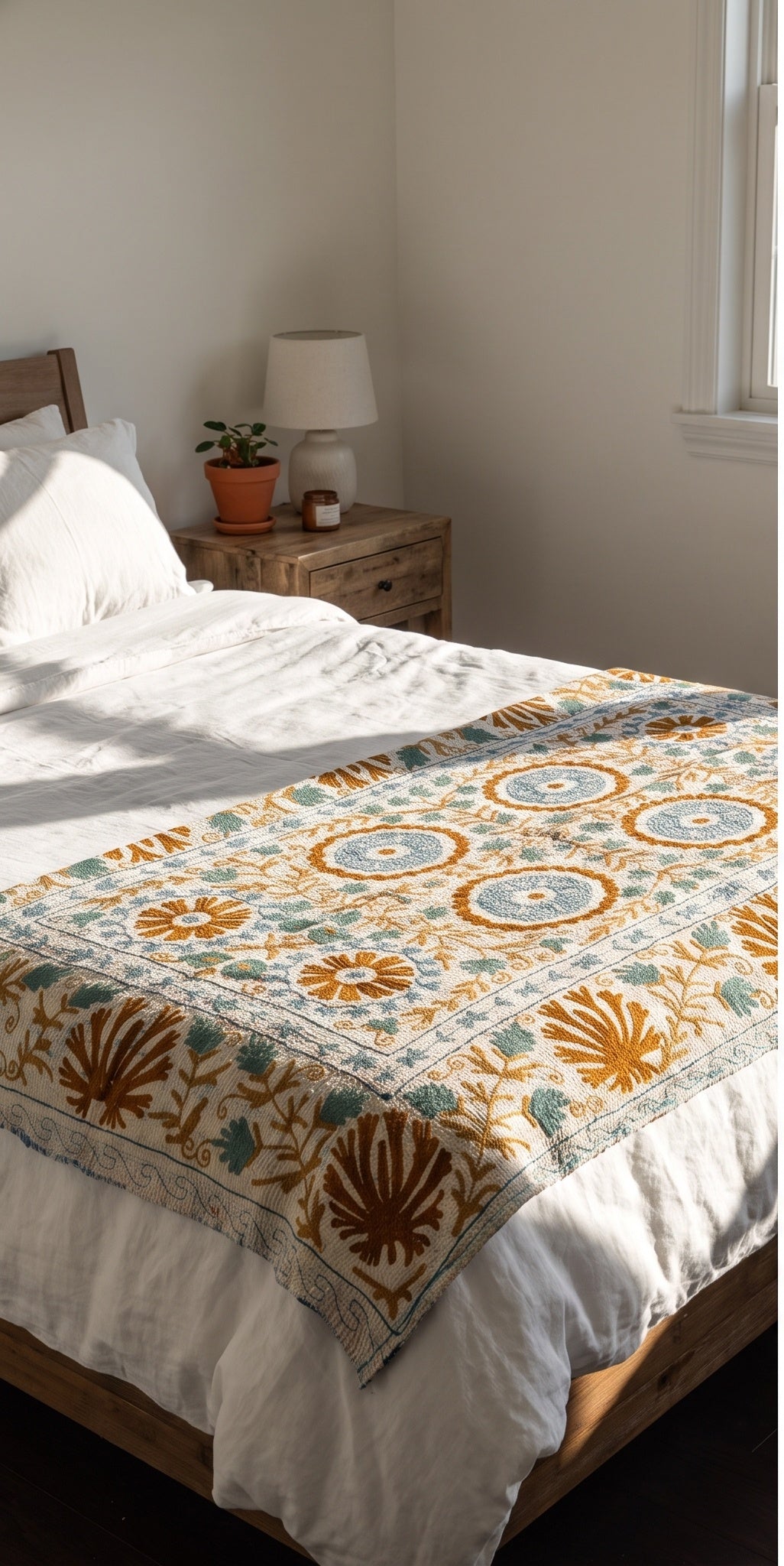 Garden Reverie Reversible Luxury Vintage Suzani Kantha Throw