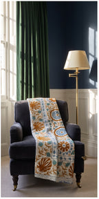 Garden Reverie Reversible Luxury Vintage Suzani Kantha Throw