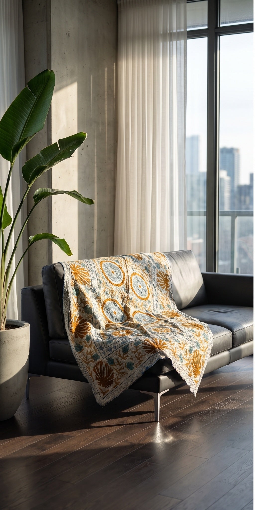 Garden Reverie Reversible Luxury Vintage Suzani Kantha Throw