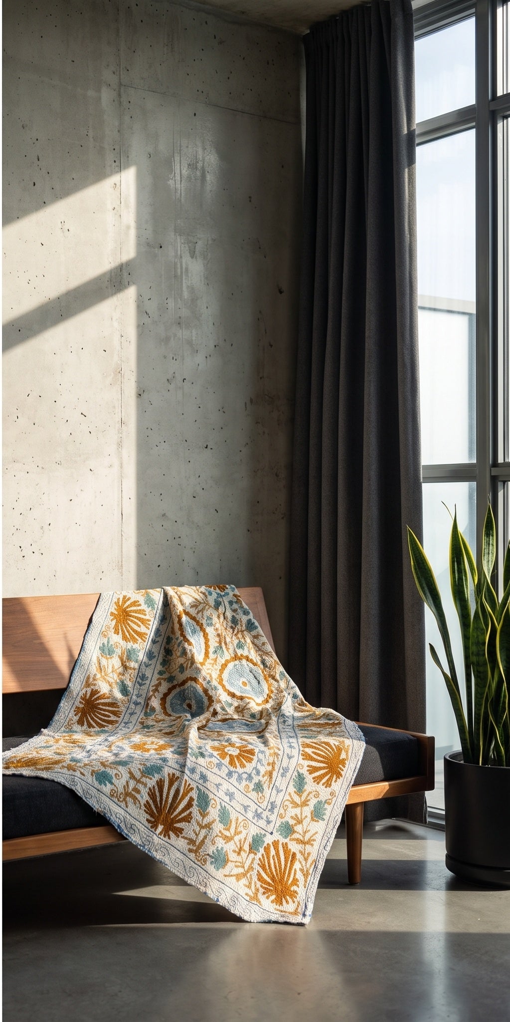 Garden Reverie Reversible Luxury Vintage Suzani Kantha Throw