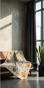 Garden Reverie Reversible Luxury Vintage Suzani Kantha Throw