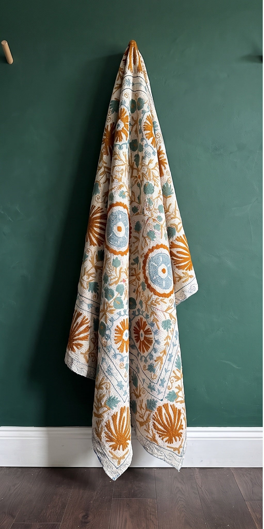 Garden Reverie Reversible Luxury Vintage Suzani Kantha Throw