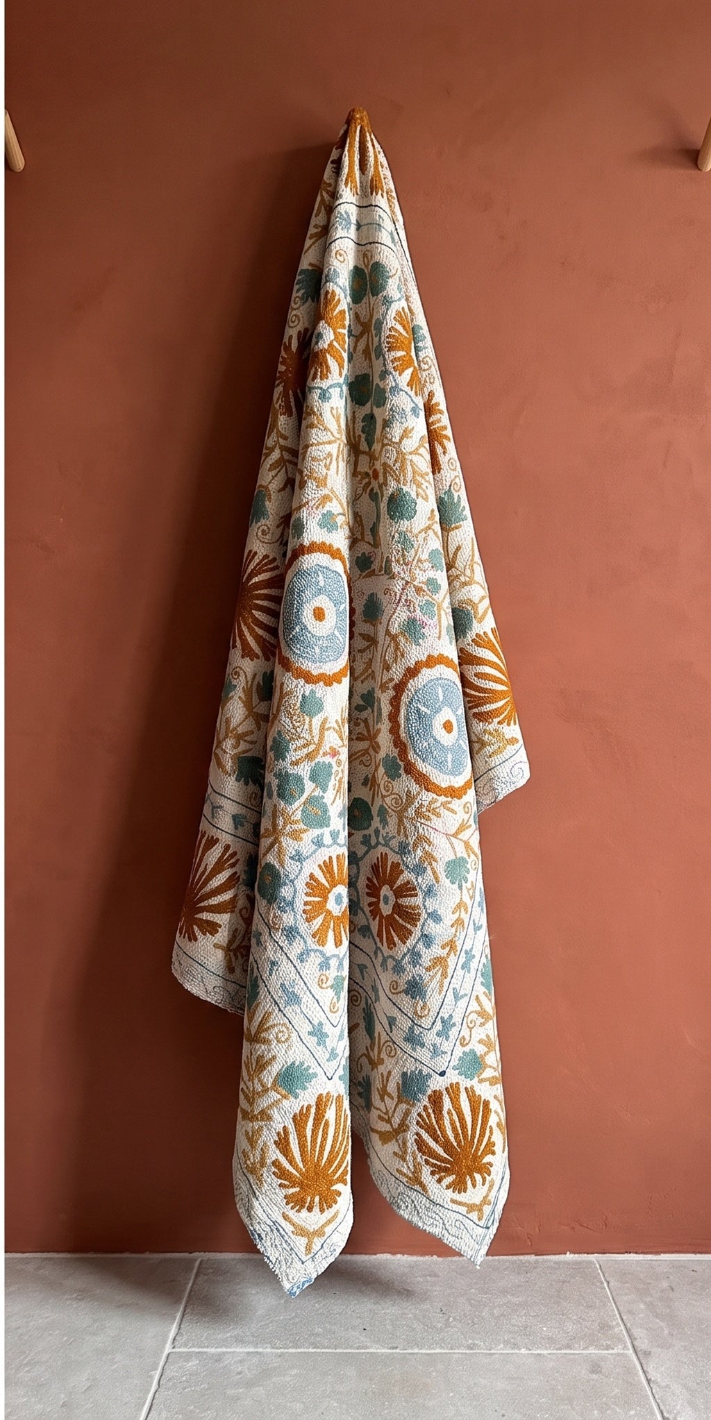 Garden Reverie Reversible Luxury Vintage Suzani Kantha Throw