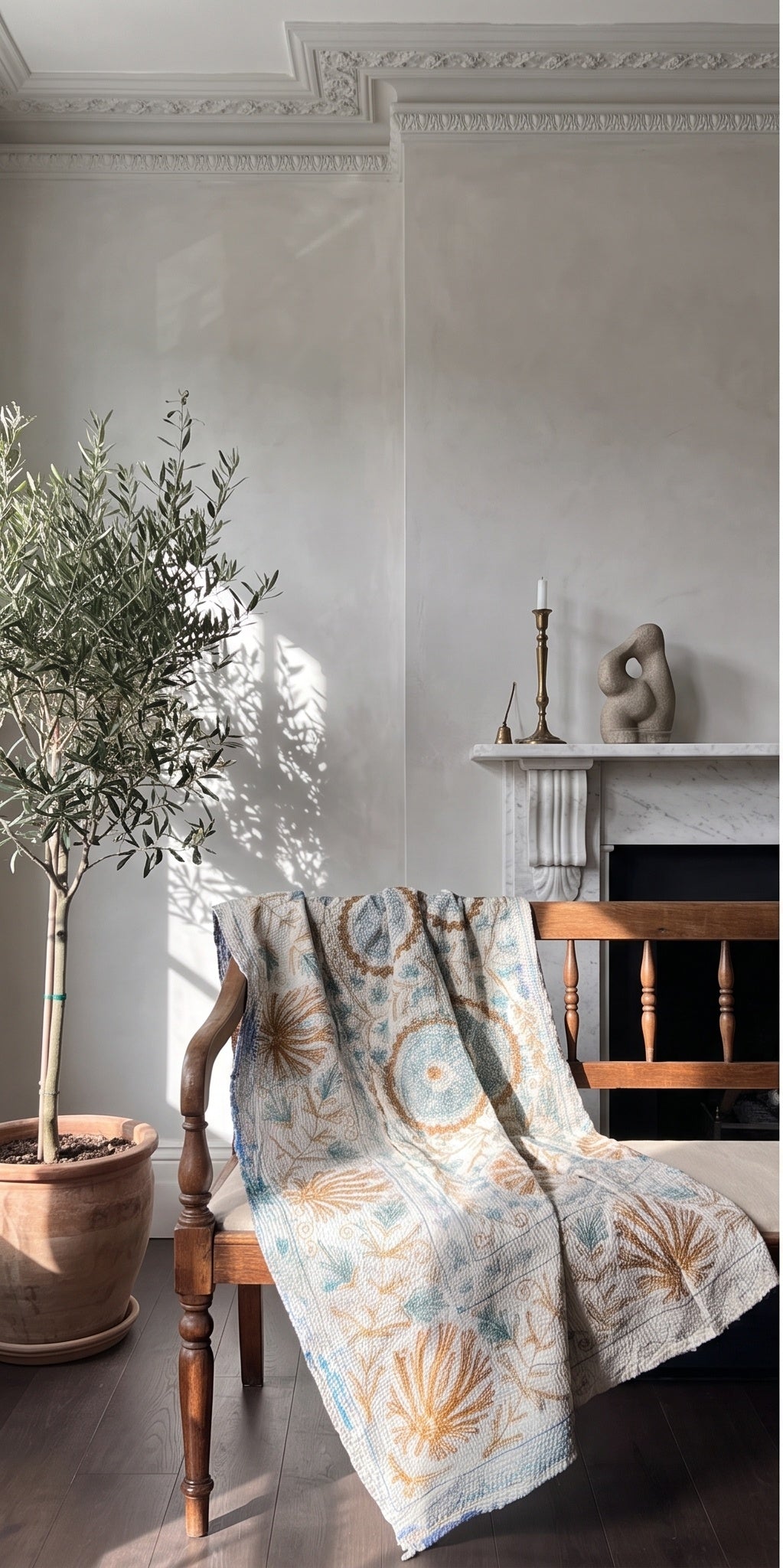 Garden Reverie Reversible Luxury Vintage Suzani Kantha Throw