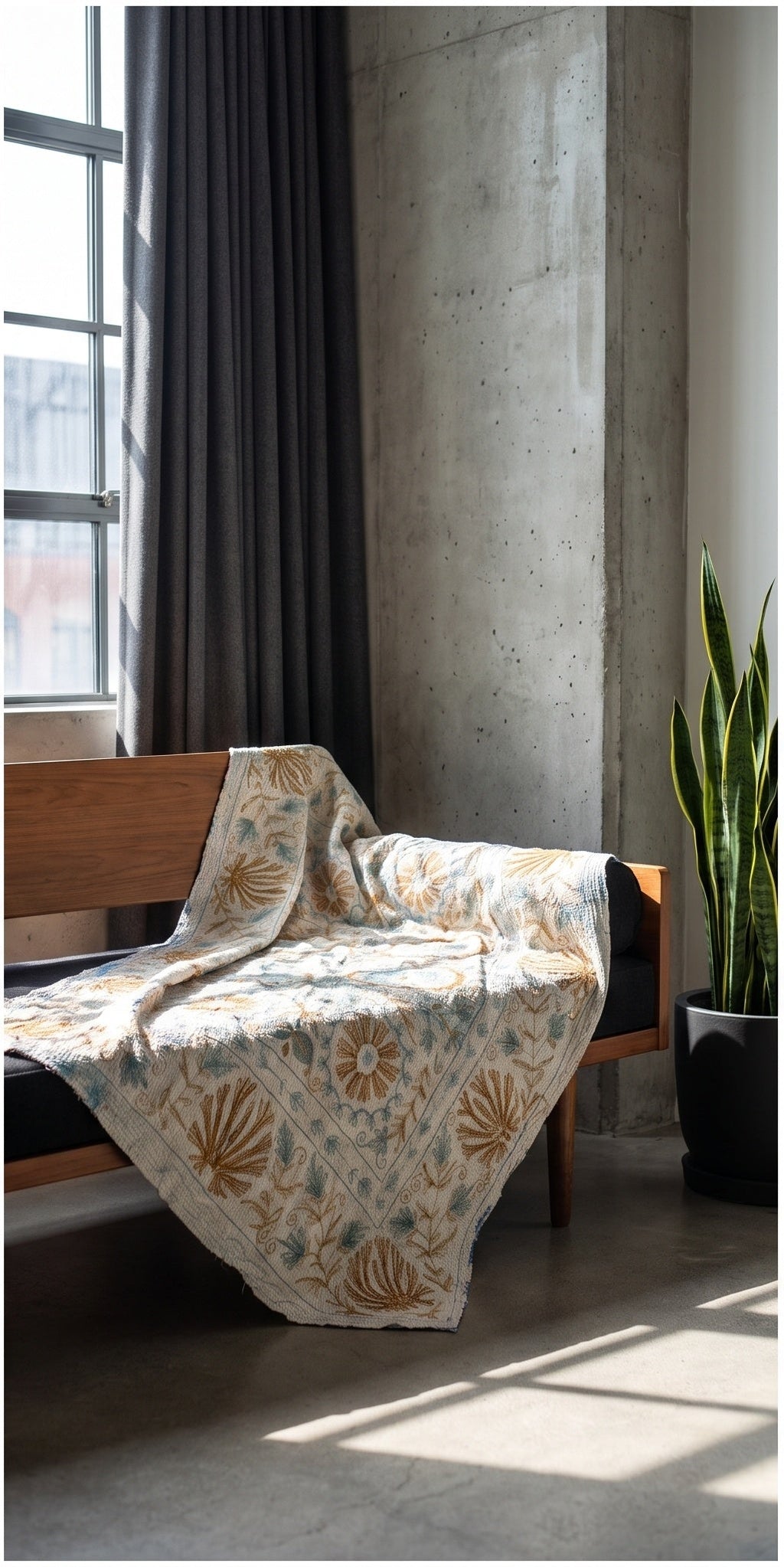 Garden Reverie Reversible Luxury Vintage Suzani Kantha Throw