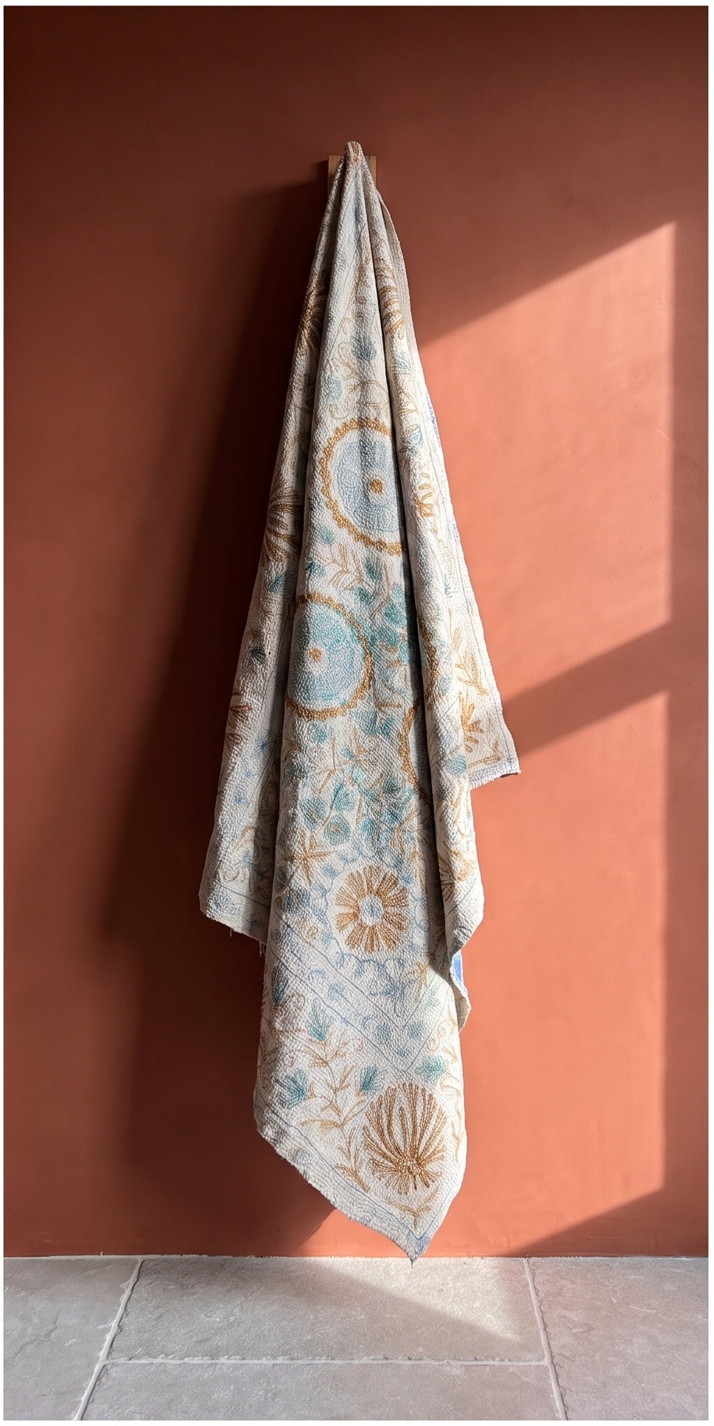 Garden Reverie Reversible Luxury Vintage Suzani Kantha Throw