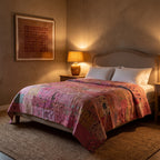 Golden Maple Handmade Patola Kantha KING  Bedspread
