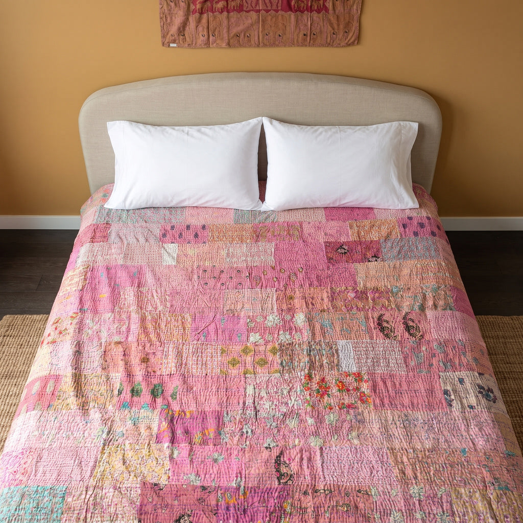 Golden Maple Handmade Patola Kantha KING  Bedspread