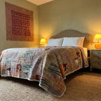 Amber Bloom Handmade Patola Kantha KING Bedspread