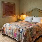 Amber Bloom Handmade Patola Kantha KING Bedspread