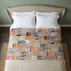 Amber Bloom Handmade Patola Kantha KING Bedspread