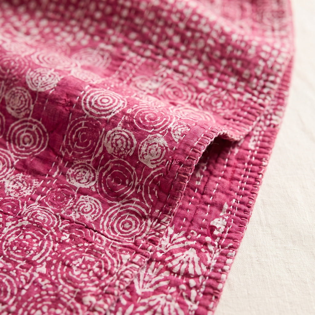 Wild Aster Handmade Kantha Queen Bedspread