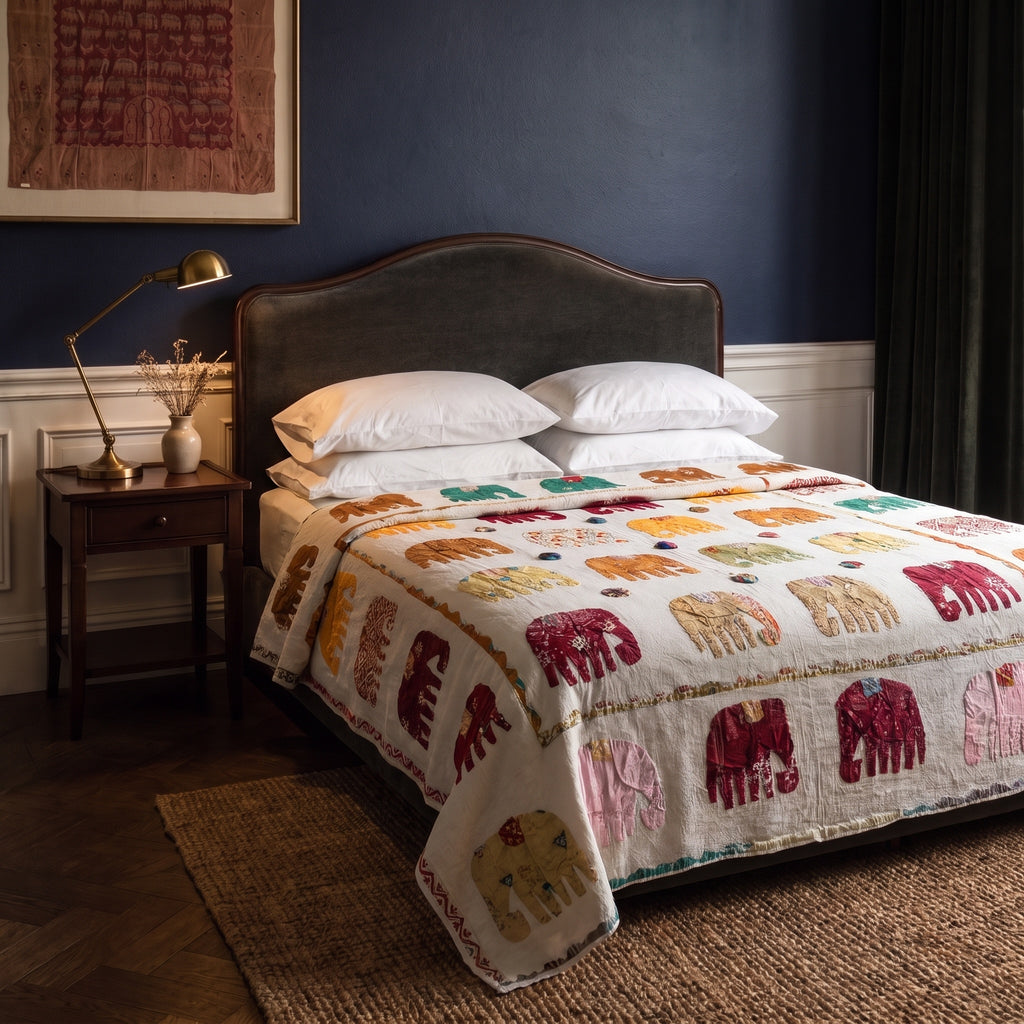 Elephant Grove Handmade Appliqué Queen Bedspread