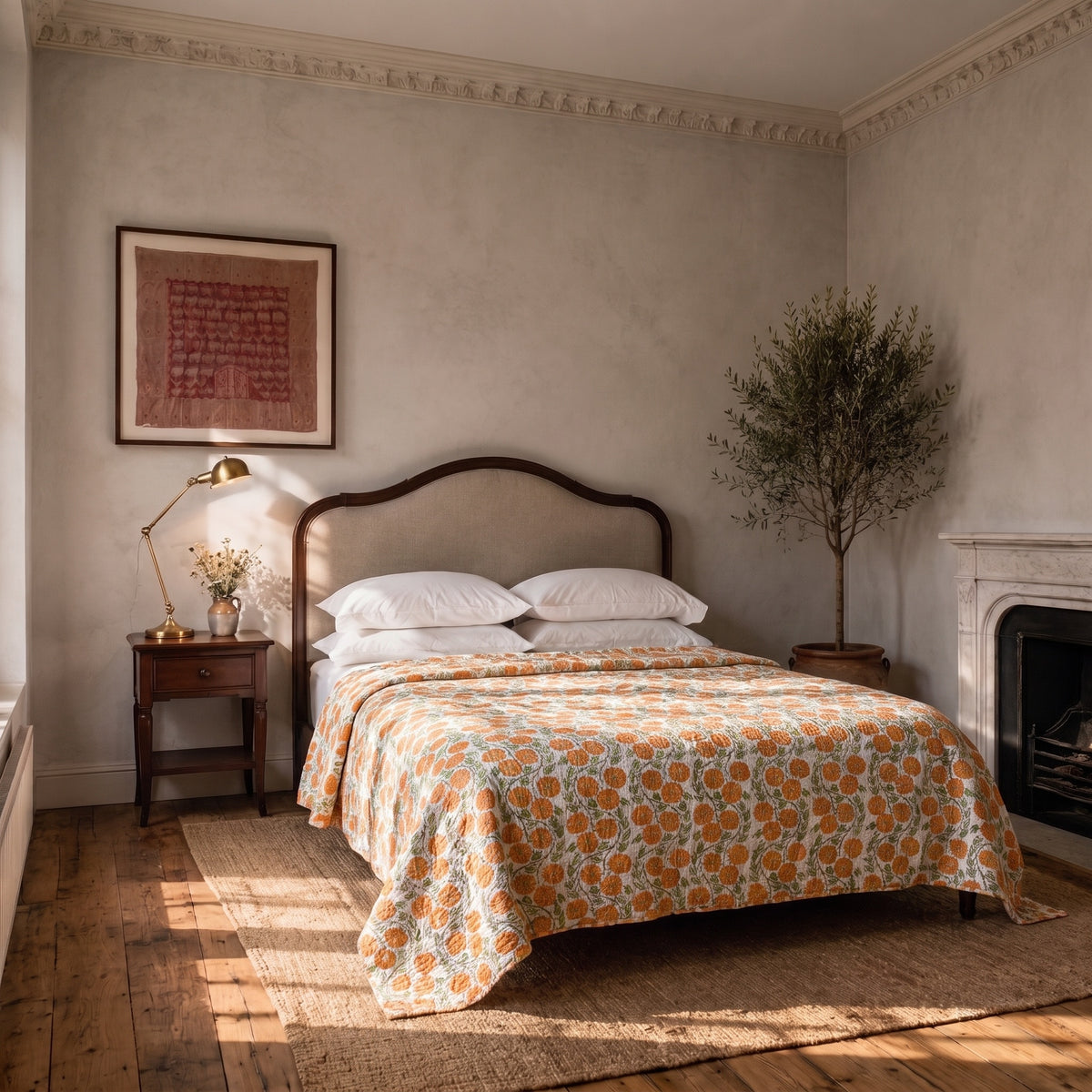 Northern Iris Handmade Kantha Queen Bedspread