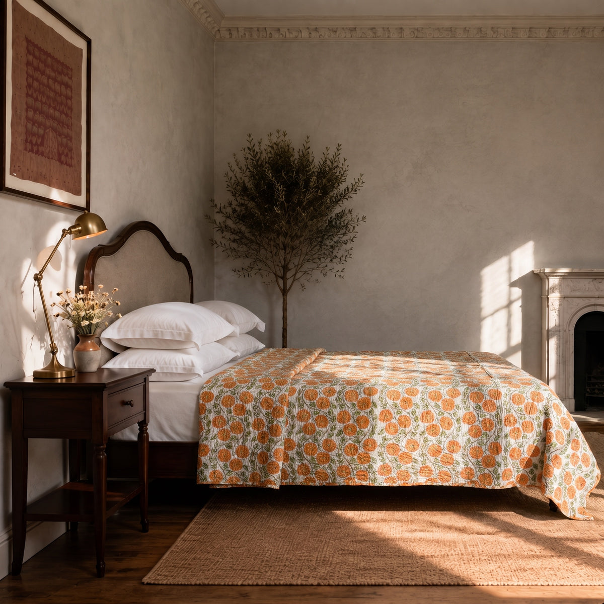 Northern Iris Handmade Kantha Queen Bedspread