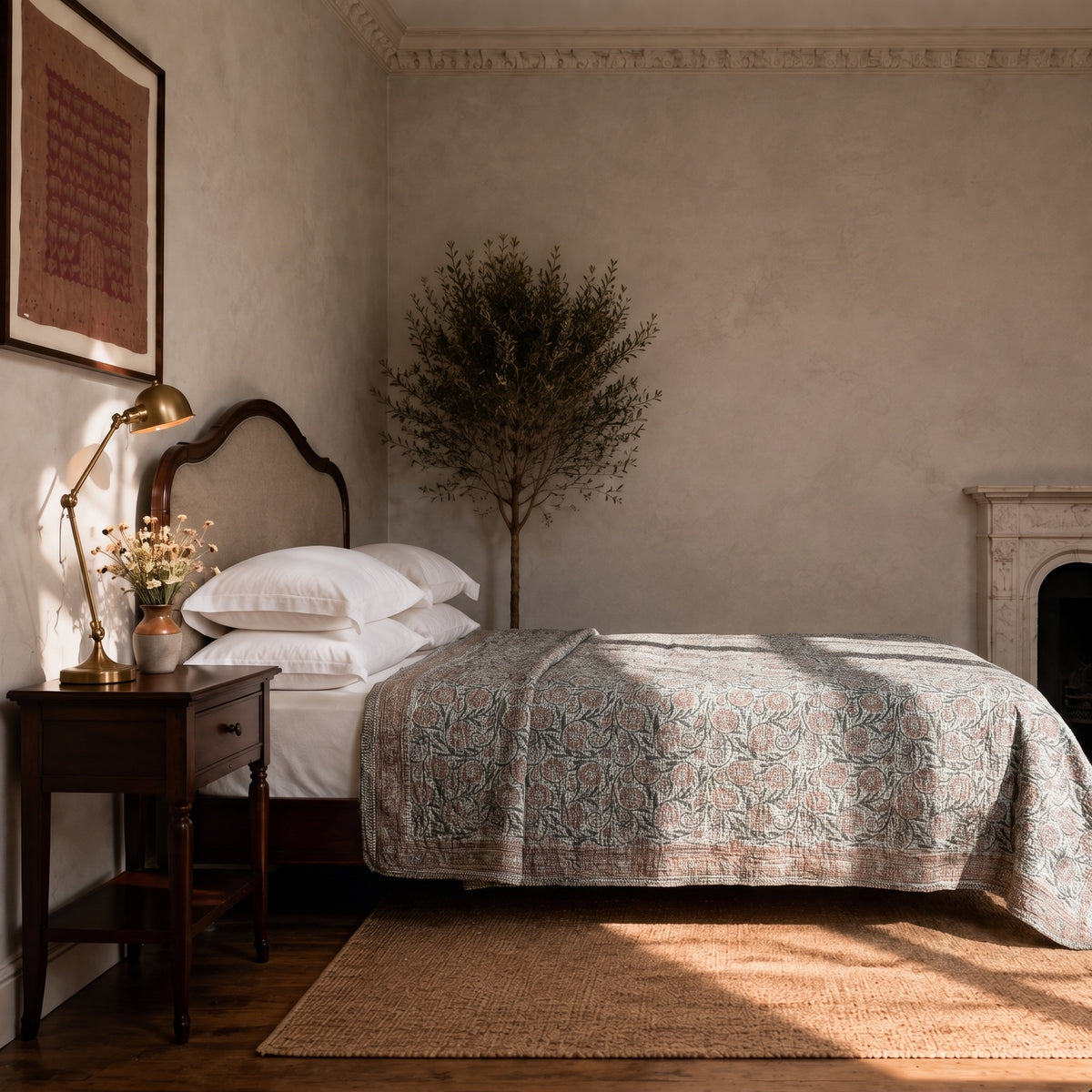 Prairie Smoke Handmade Kantha Queen Bedspread