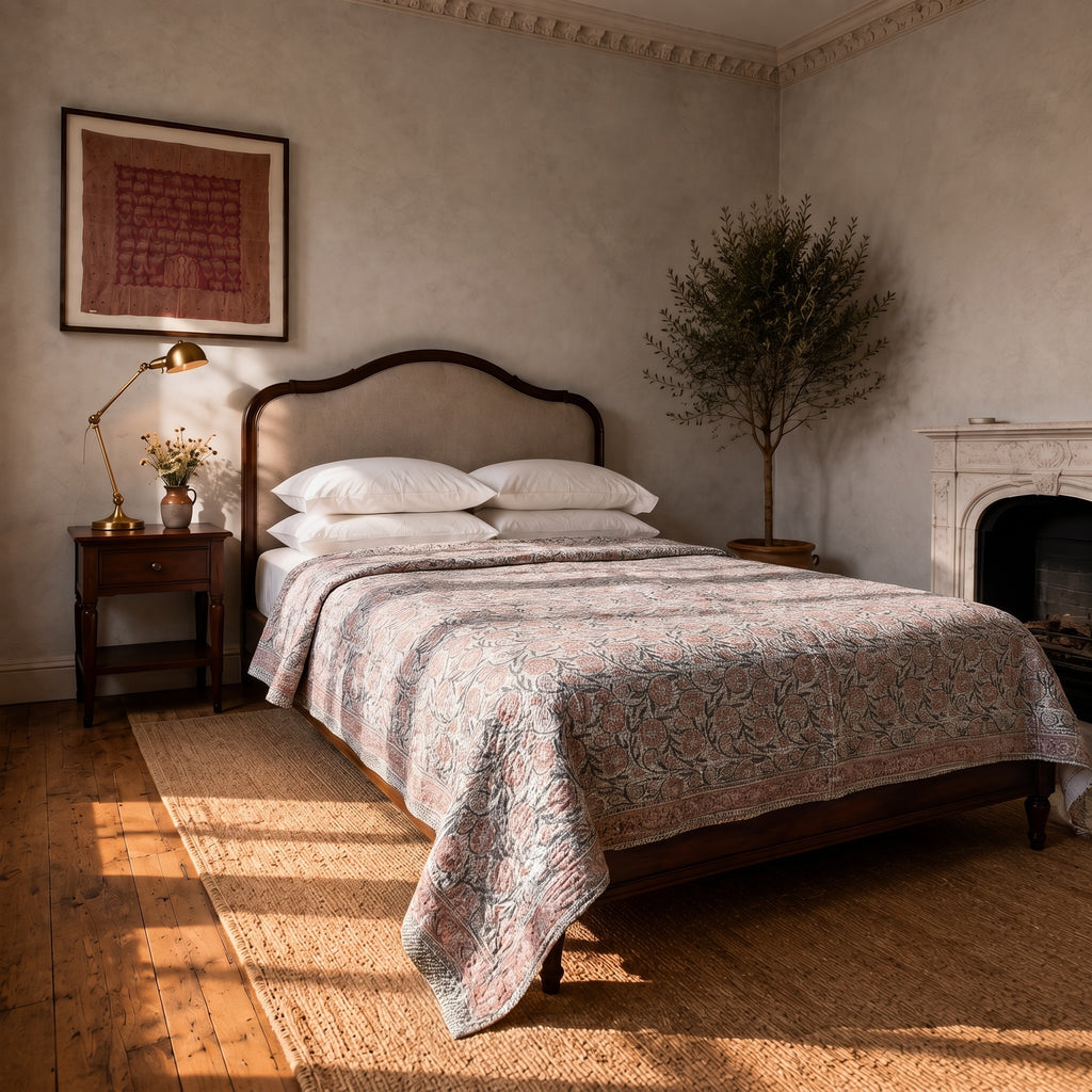 Prairie Smoke Handmade Kantha Queen Bedspread