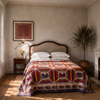 Indigo Dream Handmade Kantha Applique Queen Bedspread