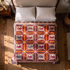 Indigo Dream Handmade Kantha Applique Queen Bedspread