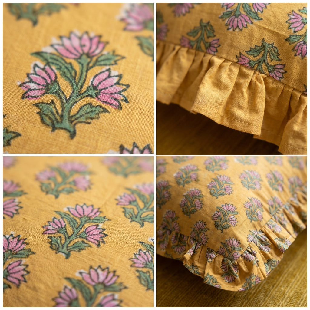 Azure Bloom Cushion Cover