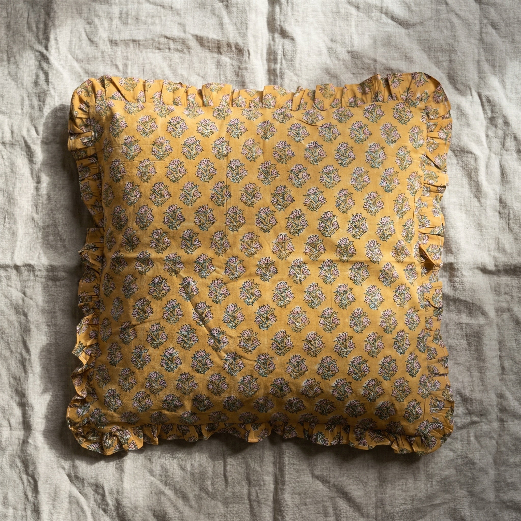 Azure Bloom Cushion Cover