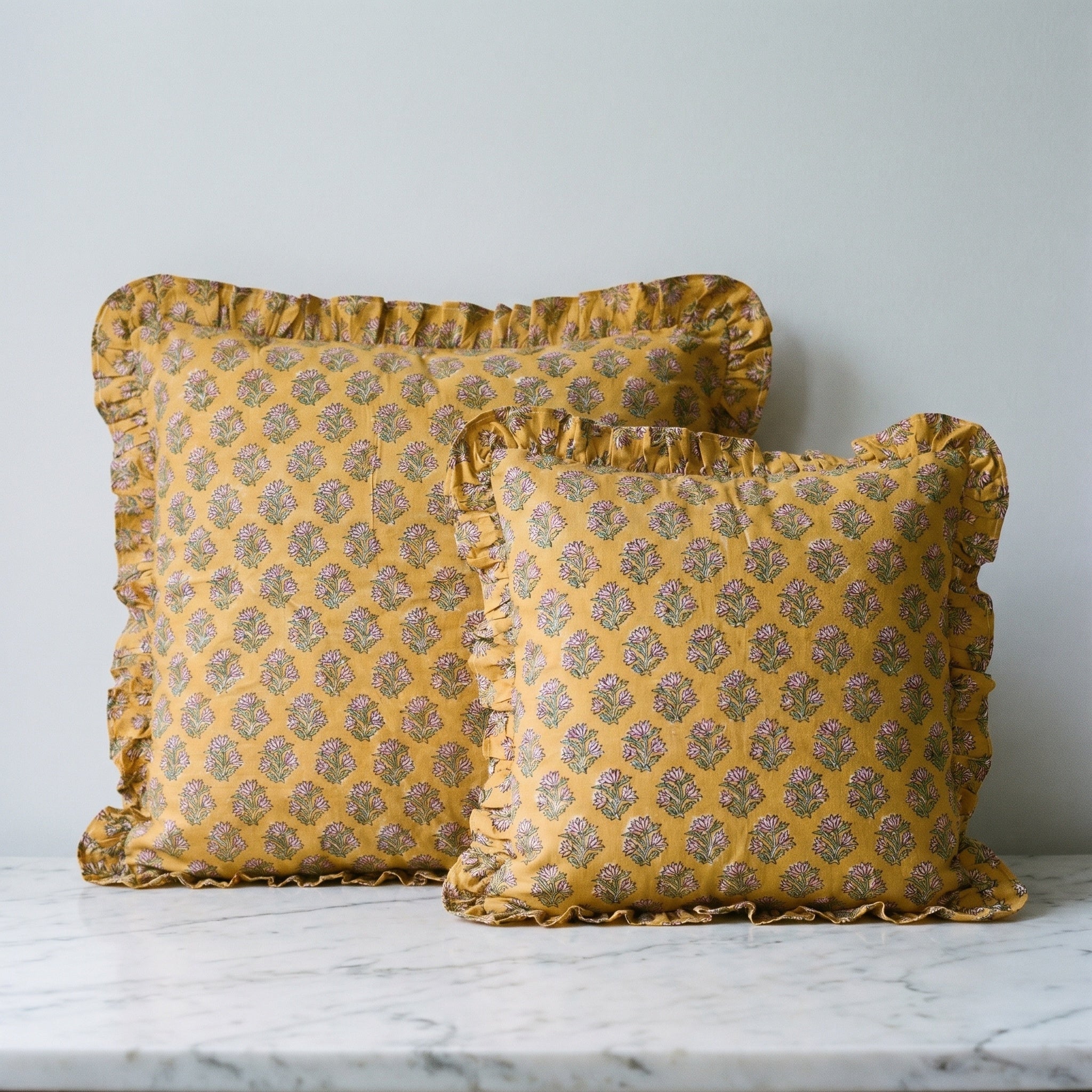 Azure Bloom Cushion Cover