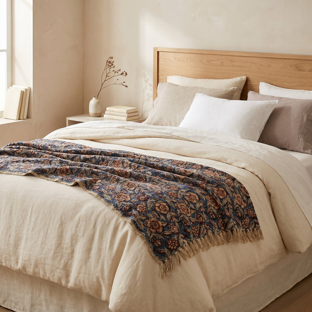Terra Fern Handmade Bagru Block Print Throw