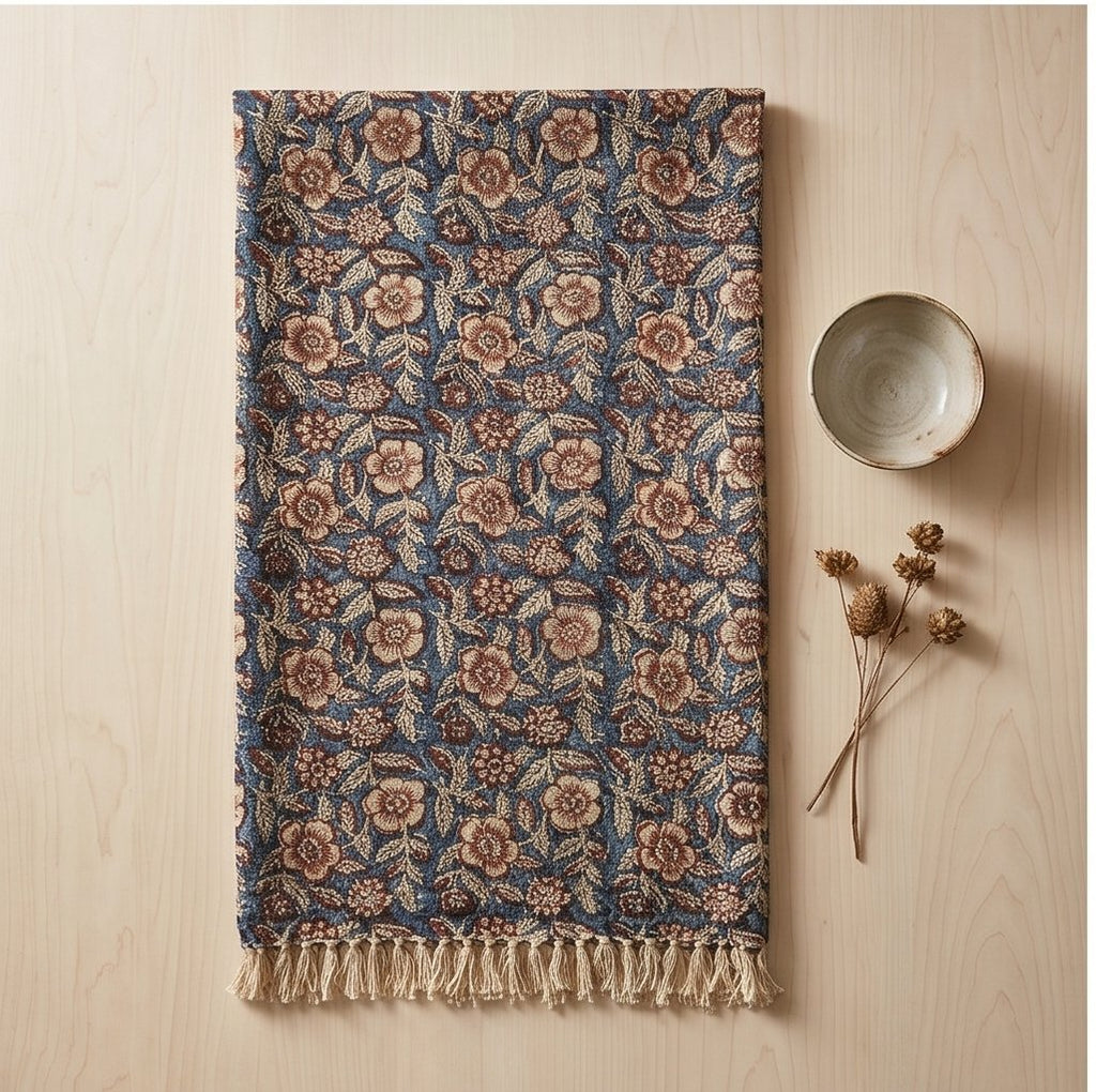 Terra Fern Handmade Bagru Block Print Throw