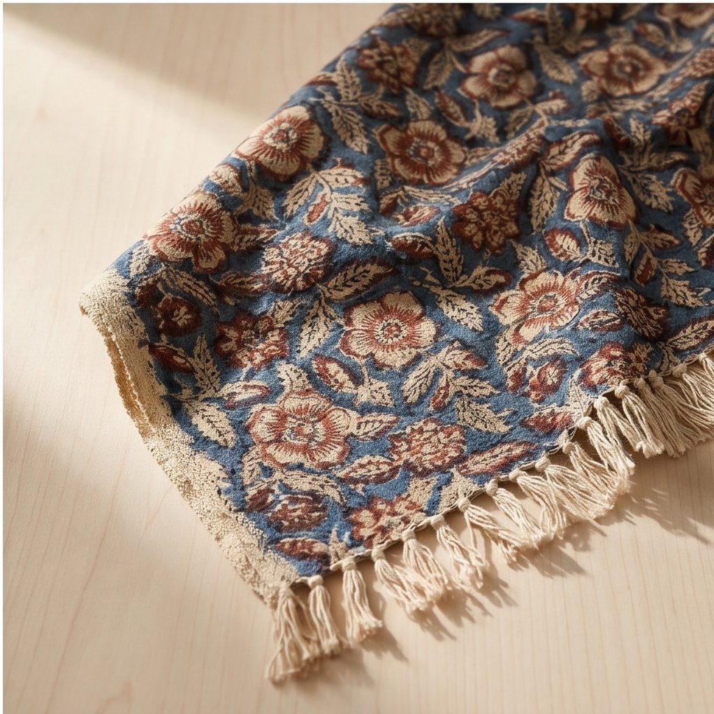 Terra Fern Handmade Bagru Block Print Throw