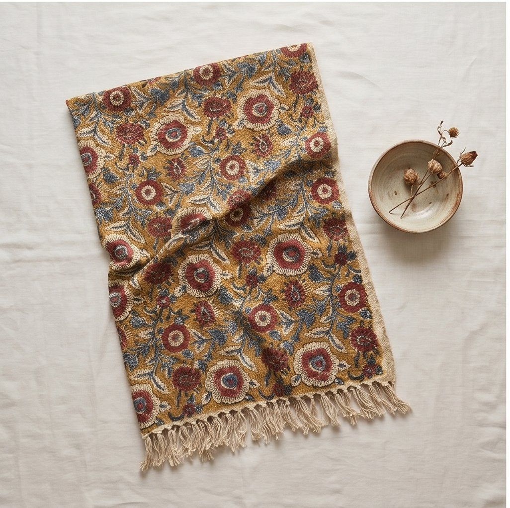 Fern Bloom Handmade Bagru Block Print Throw