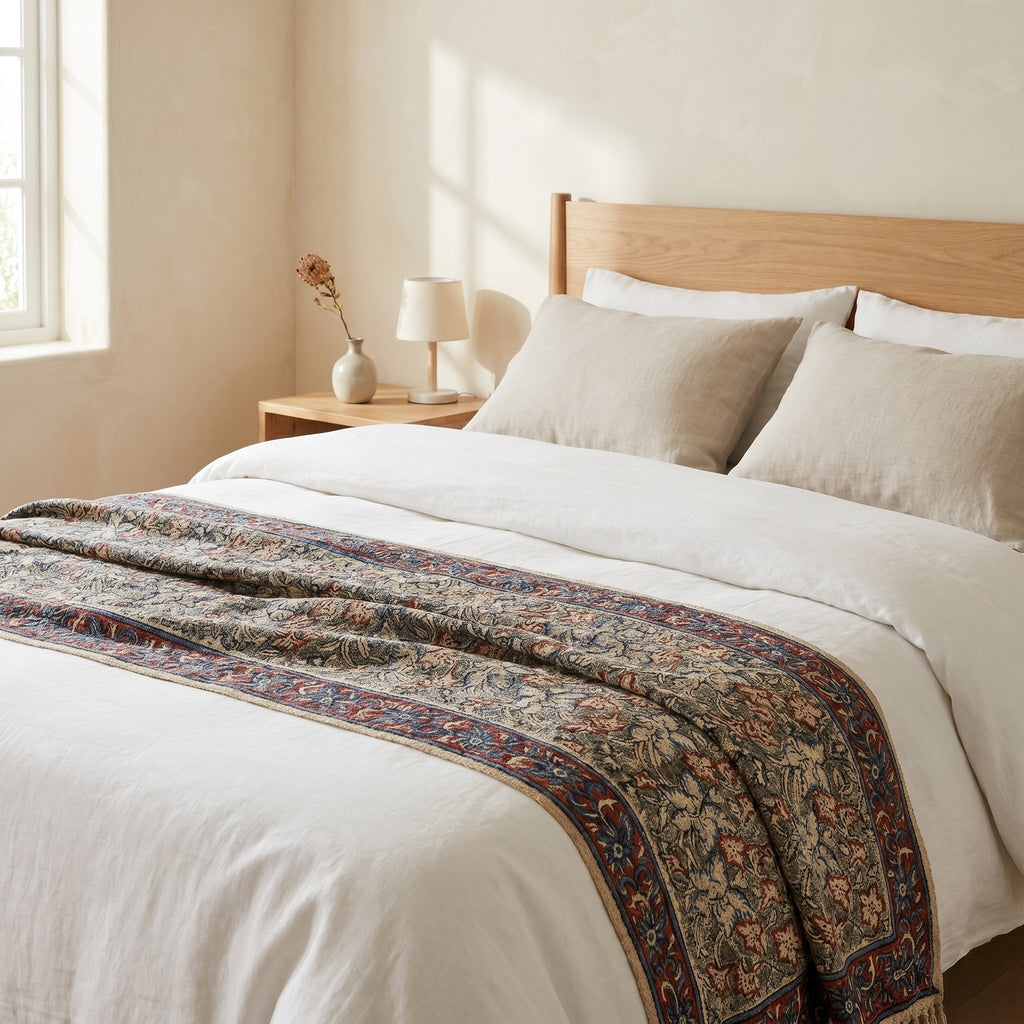 Azure Bloom Handmade Bagru Block Print Throw