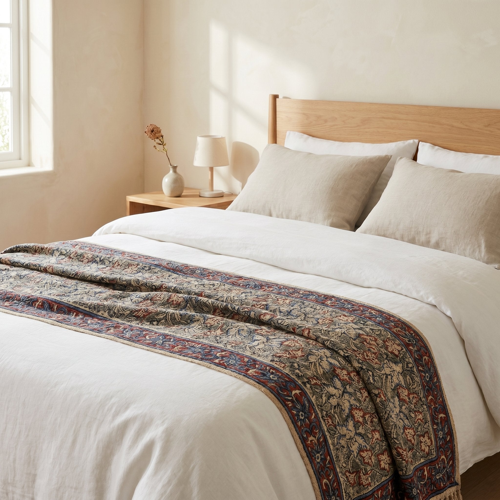 Azure Bloom Handmade Bagru Block Print Throw