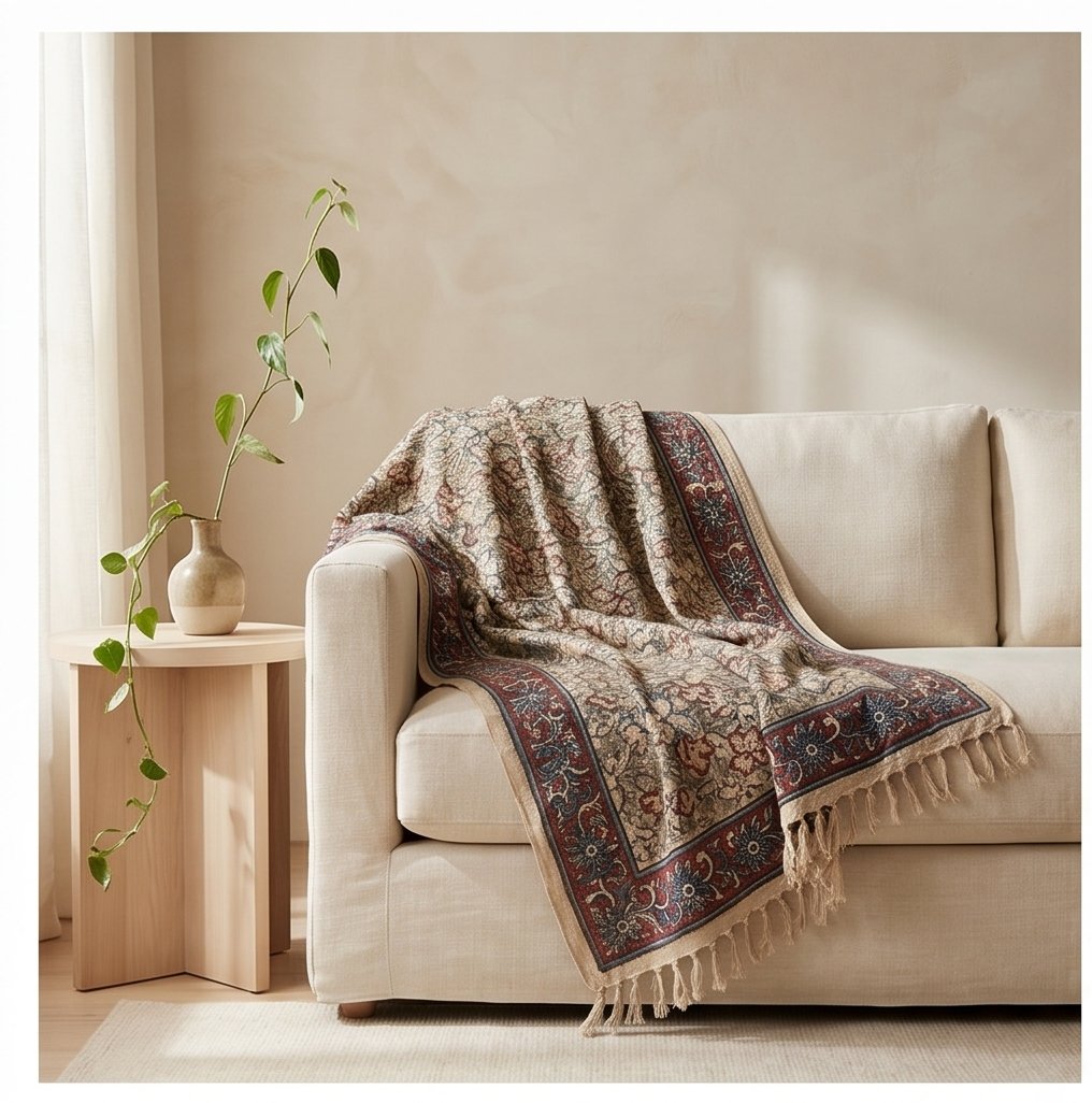 Azure Bloom Handmade Bagru Block Print Throw