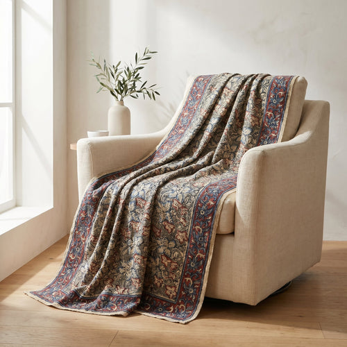 Azure Bloom Handmade Bagru Block Print Throw