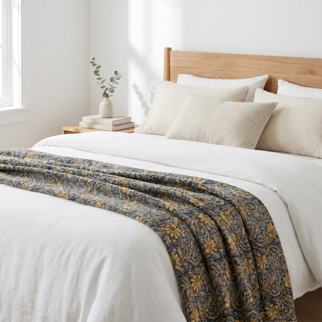 Serene Indigo Handmade Bagru Block Print Throw