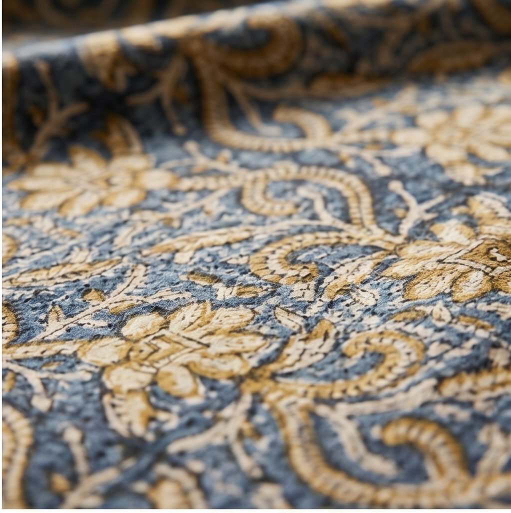 Serene Indigo Handmade Bagru Block Print Throw
